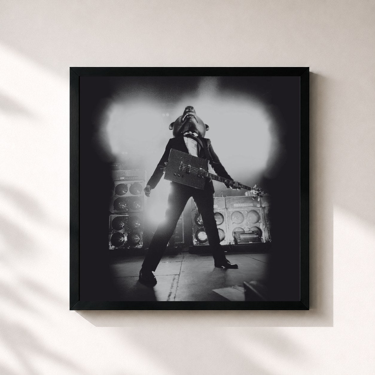 #noir Tableau carré de l'album Rock On de Teddybears, cadre noir 32x32 cm