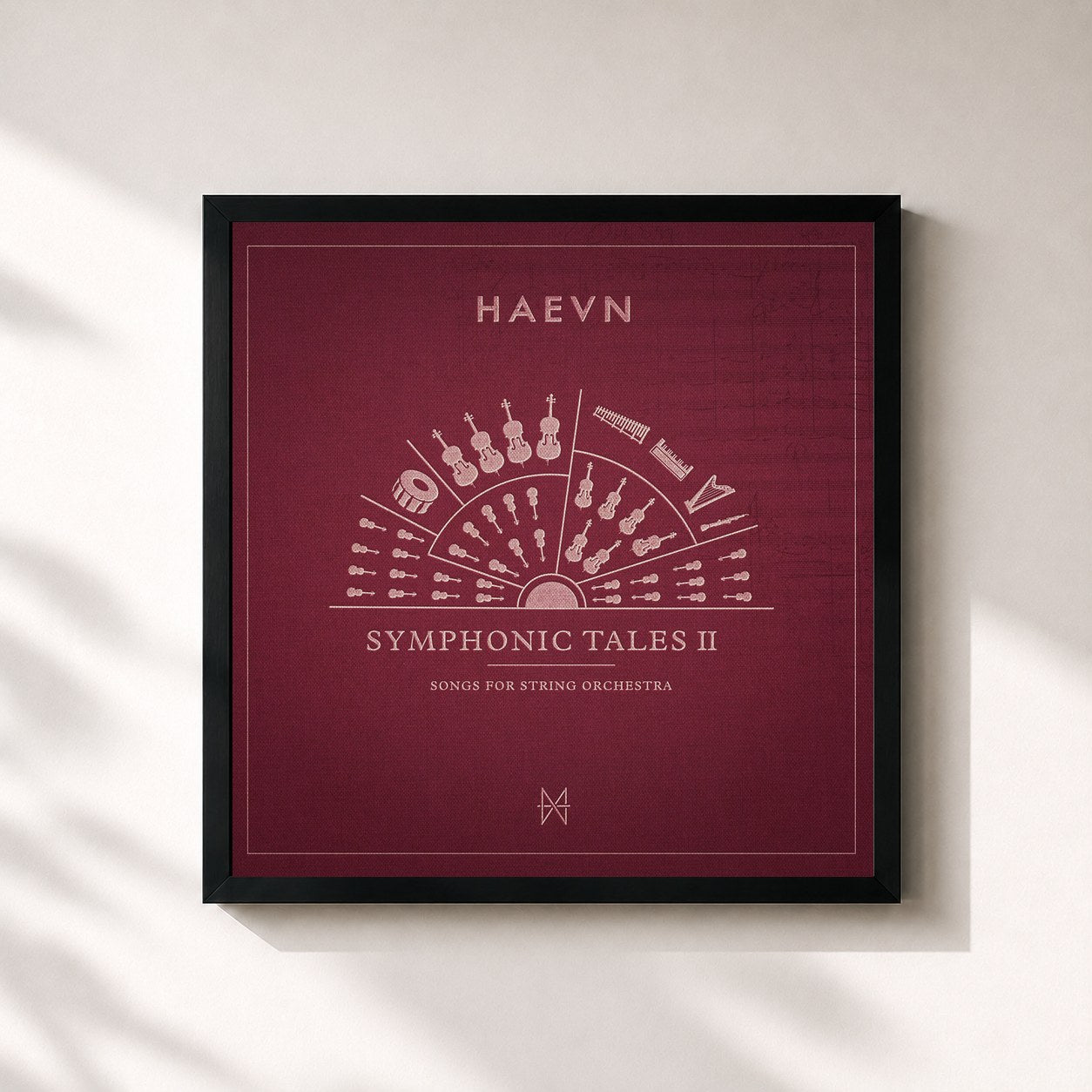 #noir Tableau carré de l'album Symphonic Tales II de HAEVN, cadre noir 32x32 cm