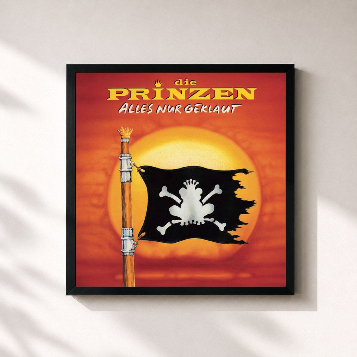 #noir Tableau carré de l'album Alles nur geklaut de Die Prinzen, cadre noir 32x32 cm