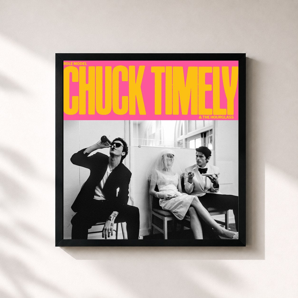 #noir Tableau carré de l'album Chuck Timely & The Hourglass de Role Model, cadre noir 32x32 cm