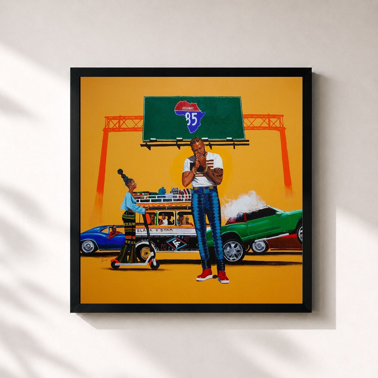 #noir Tableau carré de l'album 85 to Africa de Jidenna, cadre noir 32x32 cm