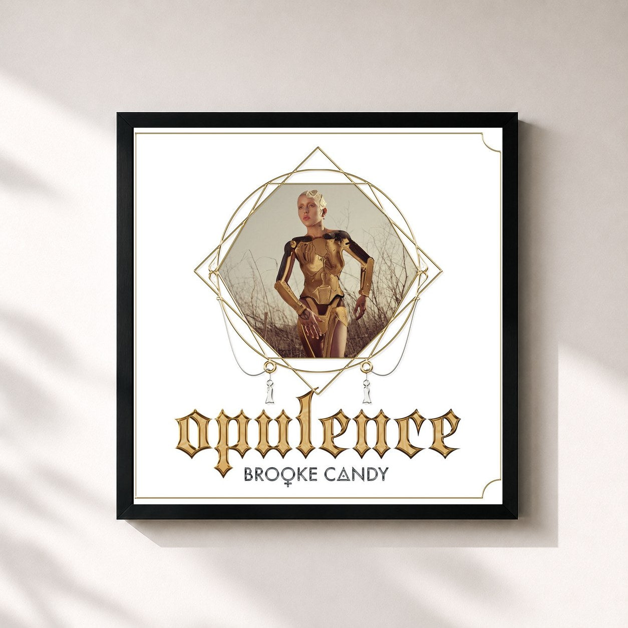 #noir Tableau carré de l'album Opulence EP de Brooke Candy, cadre noir 32x32 cm