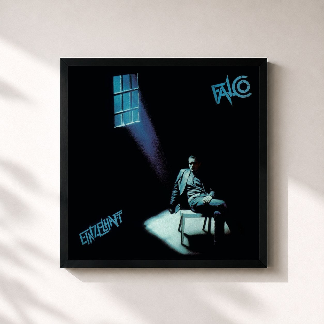#noir Tableau carré de l'album Einzelhaft de Falco, cadre noir 32x32 cm