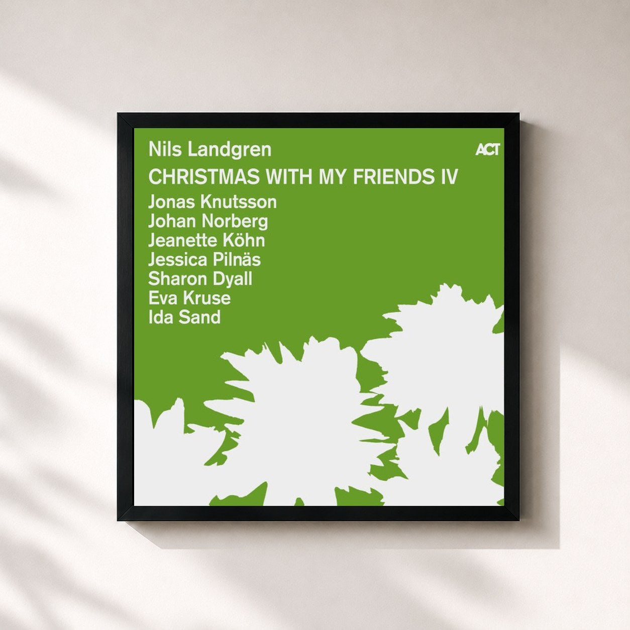 #noir Tableau carré de l'album Christmas with My Friends IV de Nils Landgren, cadre noir 32x32 cm