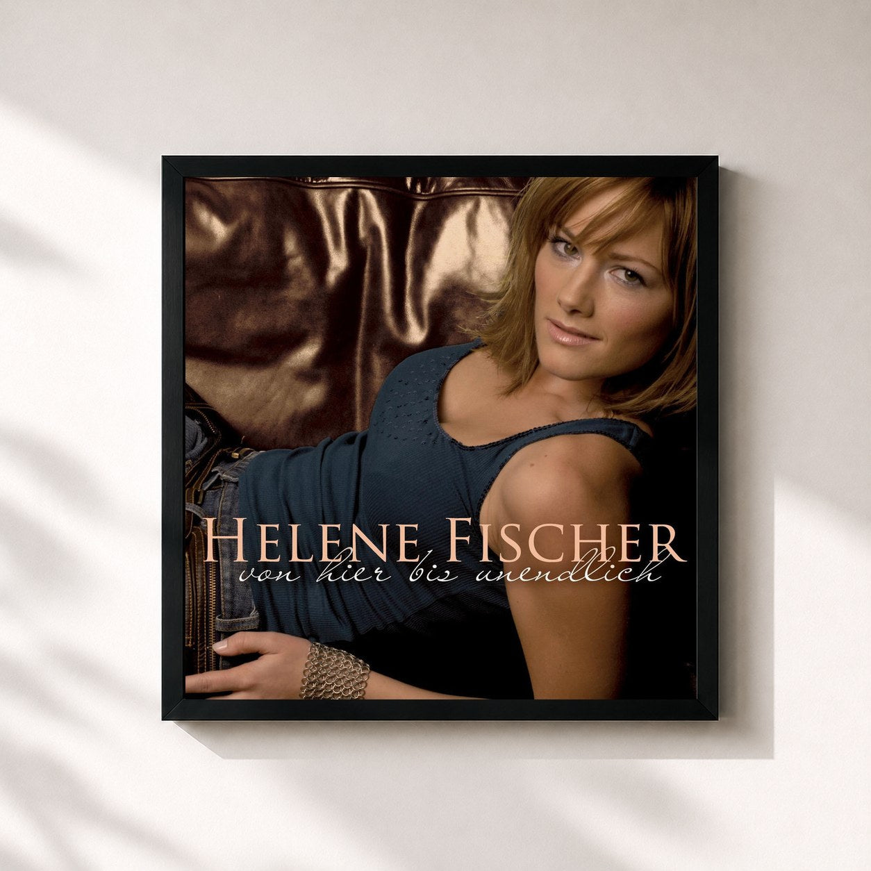#noir Tableau carré de l'album Von Hier Bis Unendlich (Incl. FriesenHitmedley) de Helene Fischer, cadre noir 32x32 cm