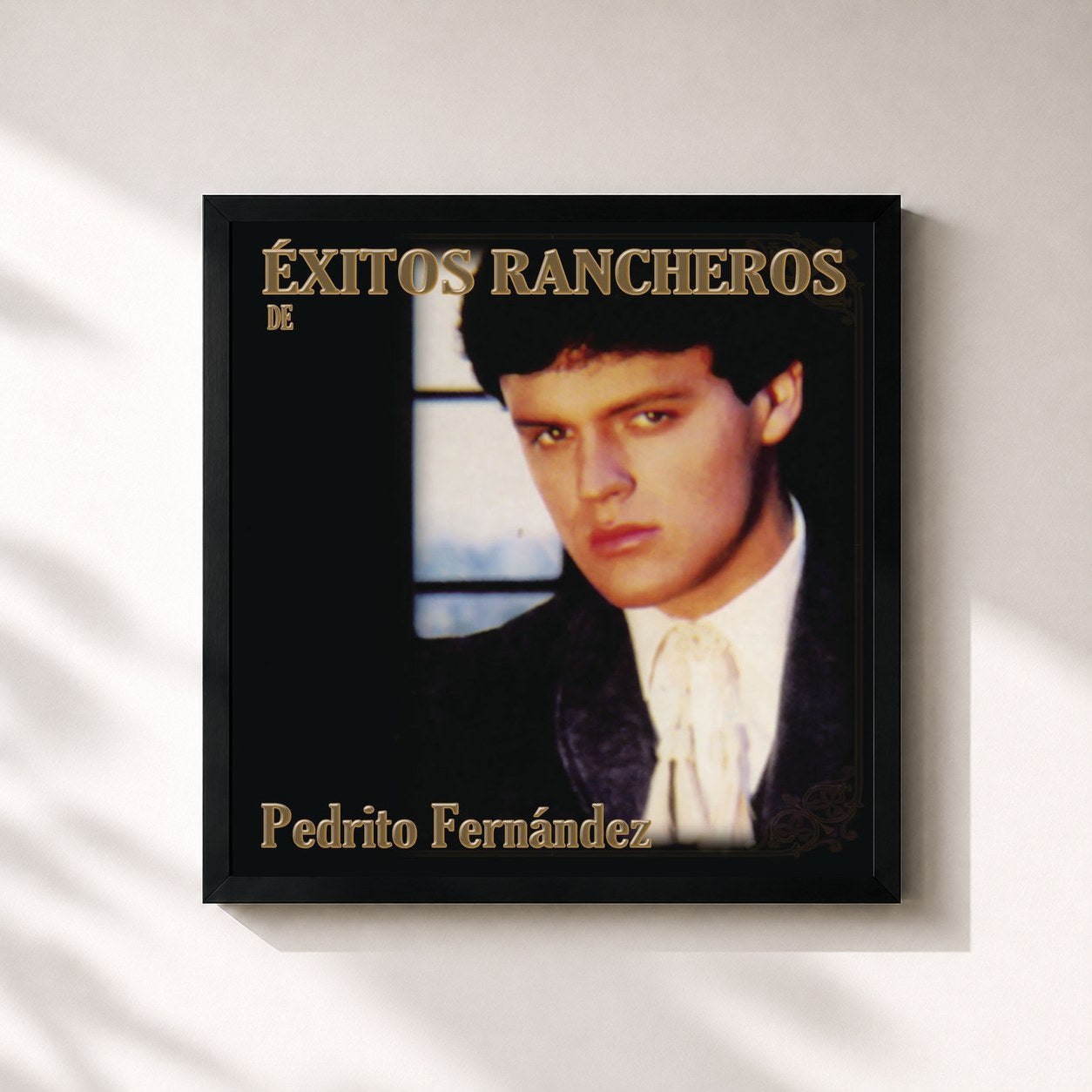 #noir Tableau carré de l'album Exitos Rancheros De Pedrito Fernández de Pedrito Fernandez, cadre noir 32x32 cm