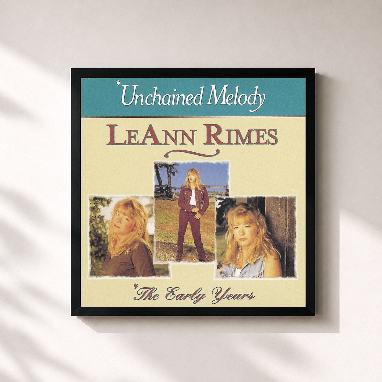 #noir Tableau carré de l'album The Early Years de LeAnn Rimes, cadre noir 32x32 cm