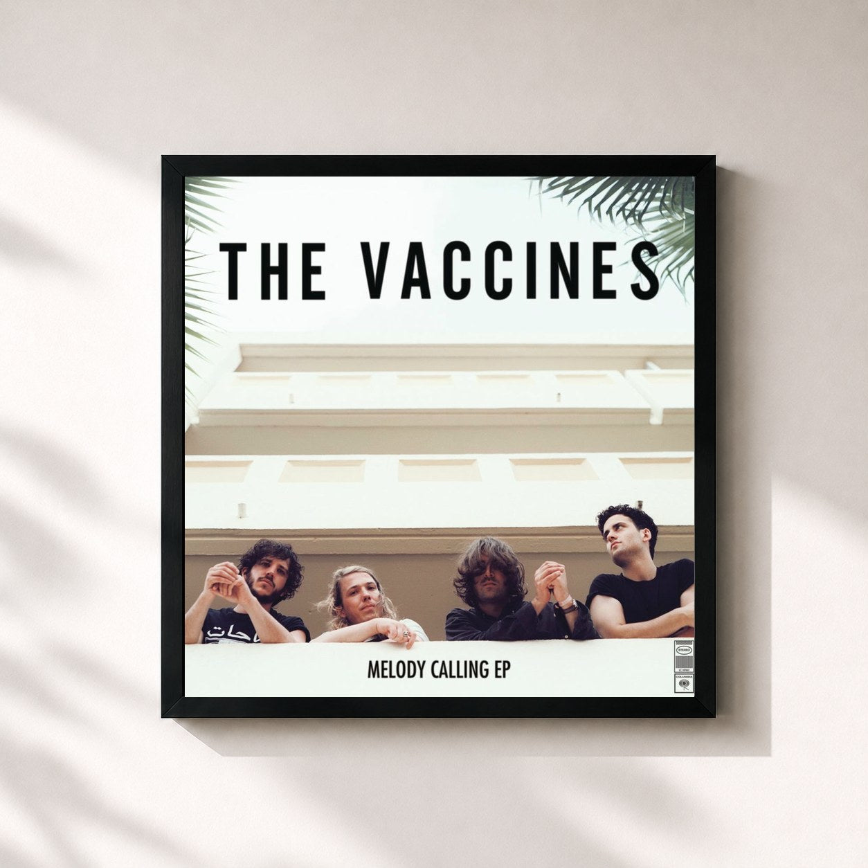 #noir Tableau carré de l'album Melody Calling de The Vaccines, cadre noir 32x32 cm