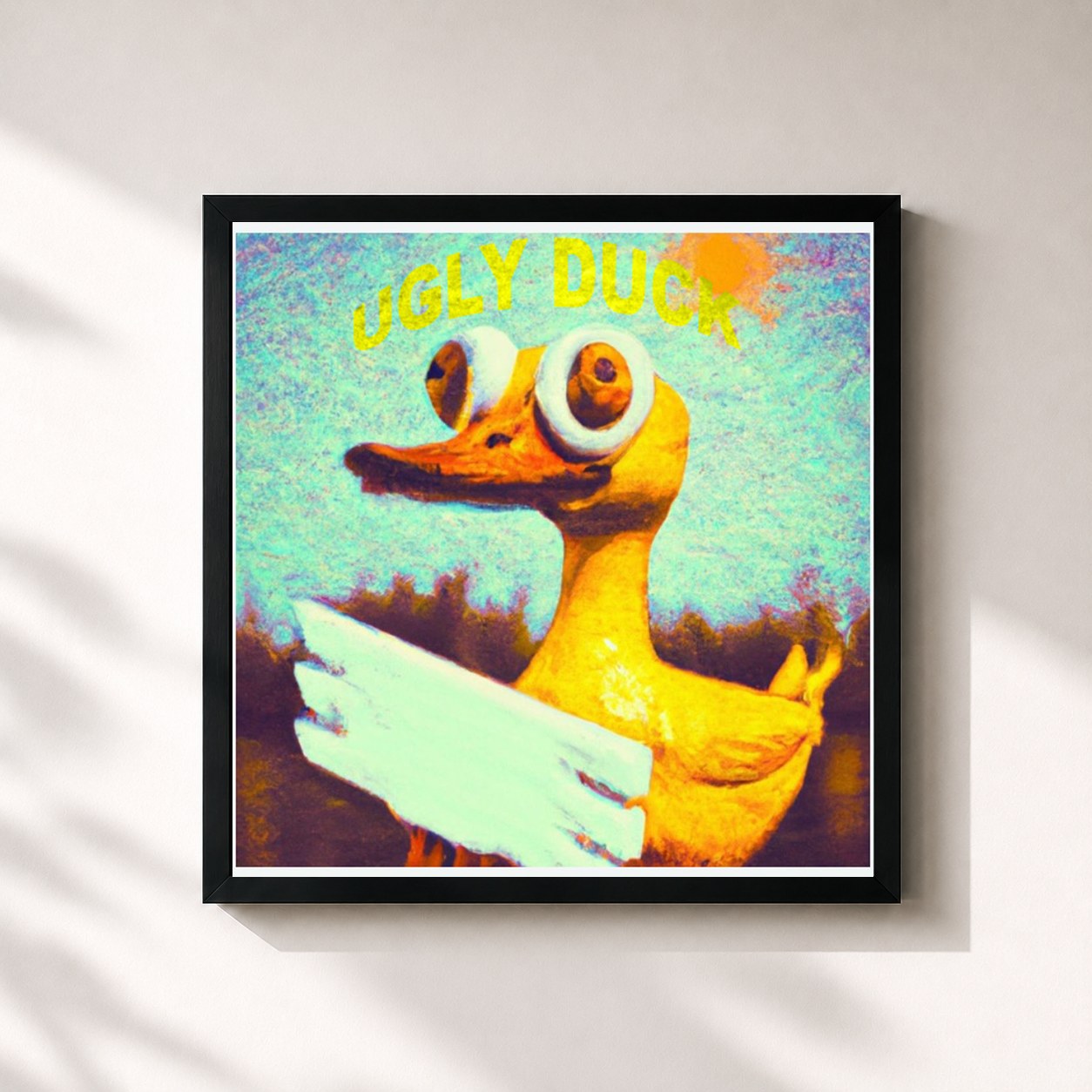 #noir Tableau carré de l'album Ugly Duck de Hotel Ugly, cadre noir 32x32 cm