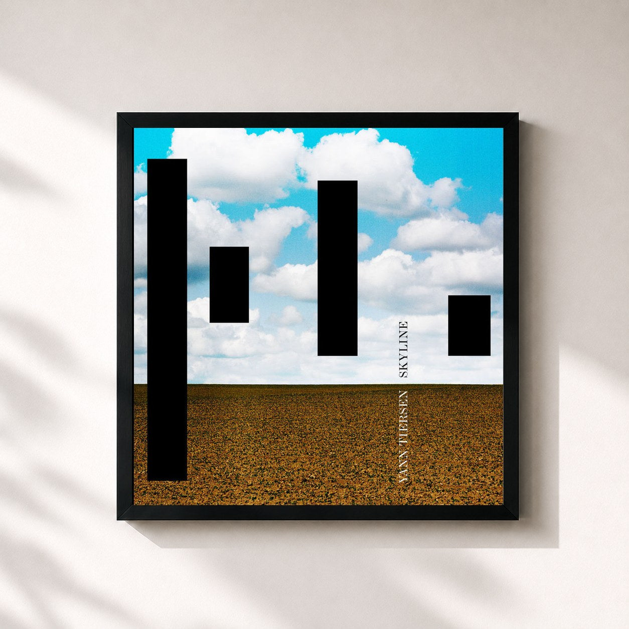 #noir Tableau carré de l'album Skyline de Yann Tiersen, cadre noir 32x32 cm