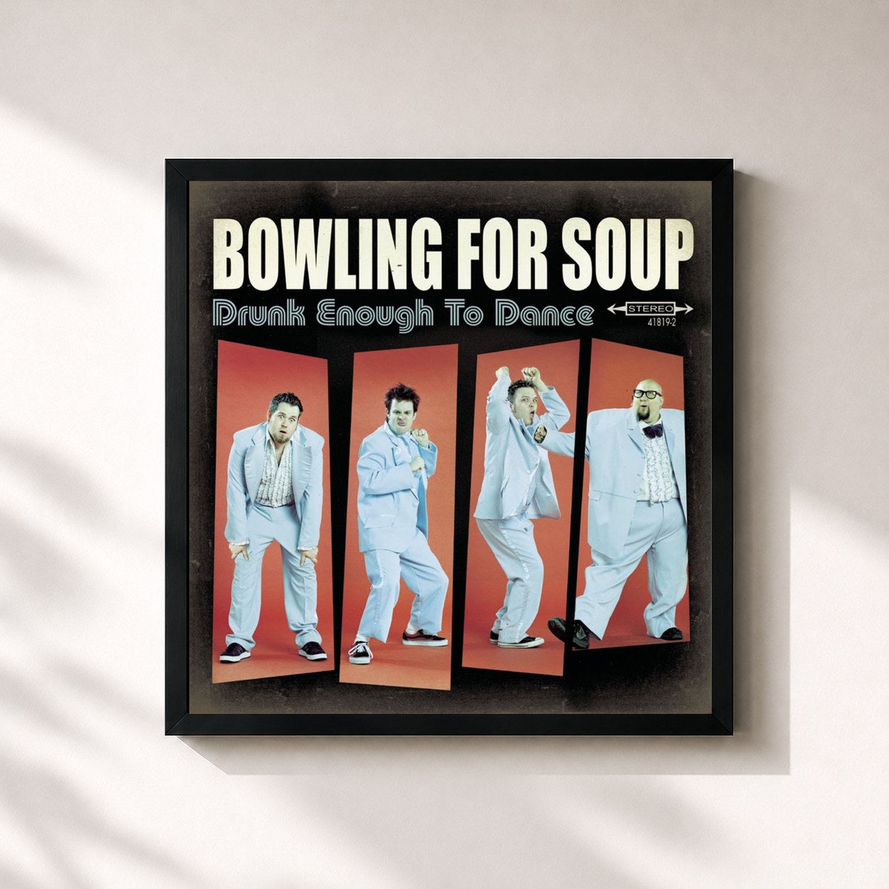#noir Tableau carré de l'album Drunk Enough To Dance de Bowling for Soup, cadre noir 32x32 cm