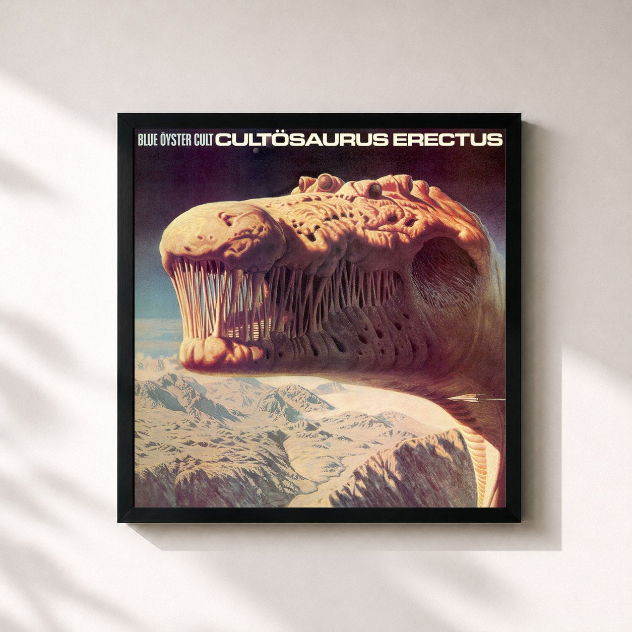 #noir Tableau carré de l'album Cultosaurus Erectus de Blue Öyster Cult, cadre noir 32x32 cm