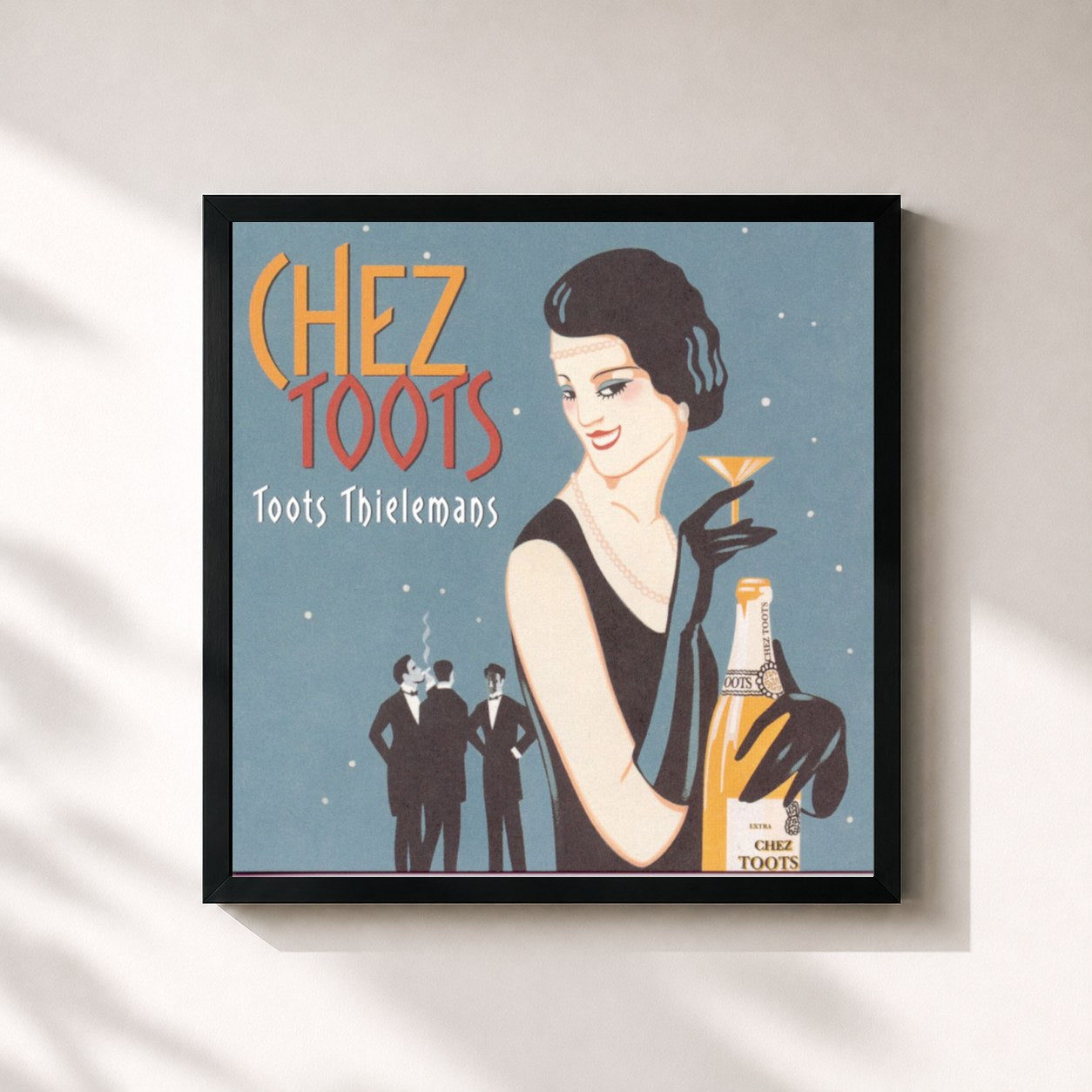 #noir Tableau carré de l'album Chez Toots de Toots Thielemans, cadre noir 32x32 cm