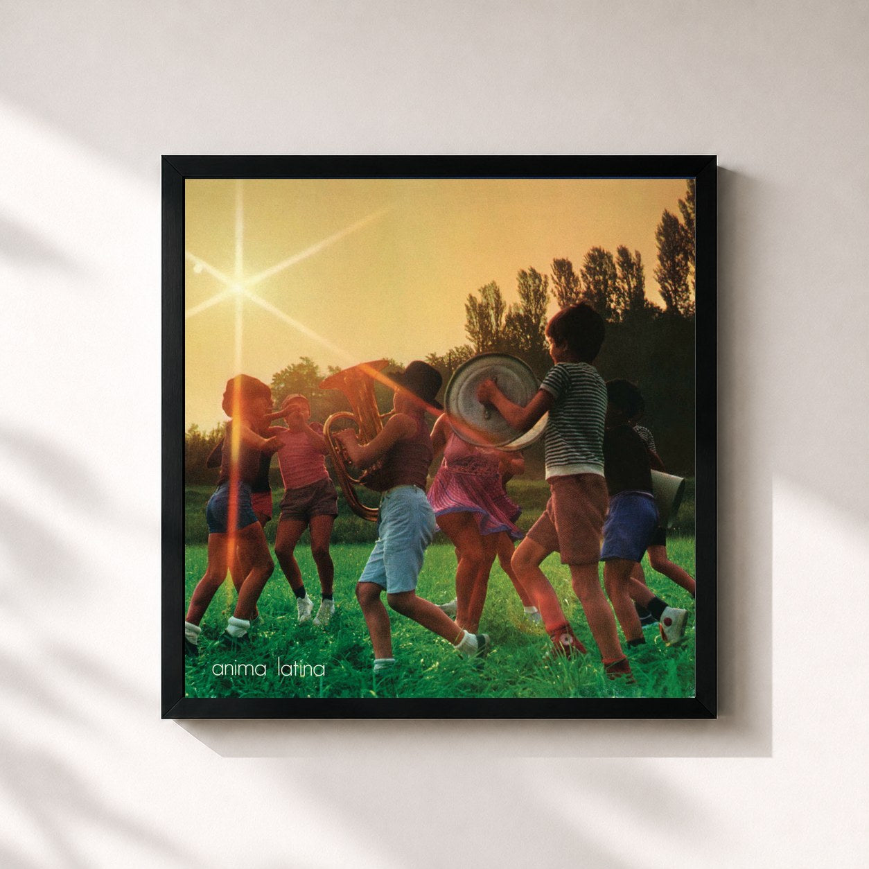 #noir Tableau carré de l'album Anima latina de Lucio Battisti, cadre noir 32x32 cm