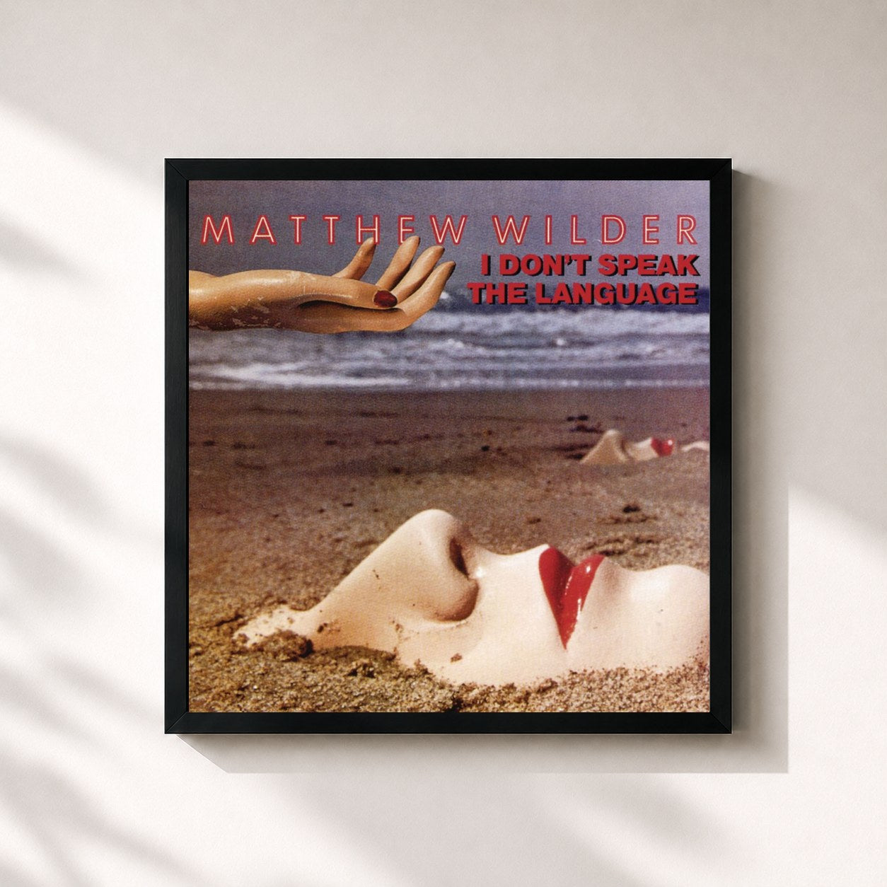 #noir Tableau carré de l'album I Don't Speak The Language de Matthew Wilder, cadre noir 32x32 cm