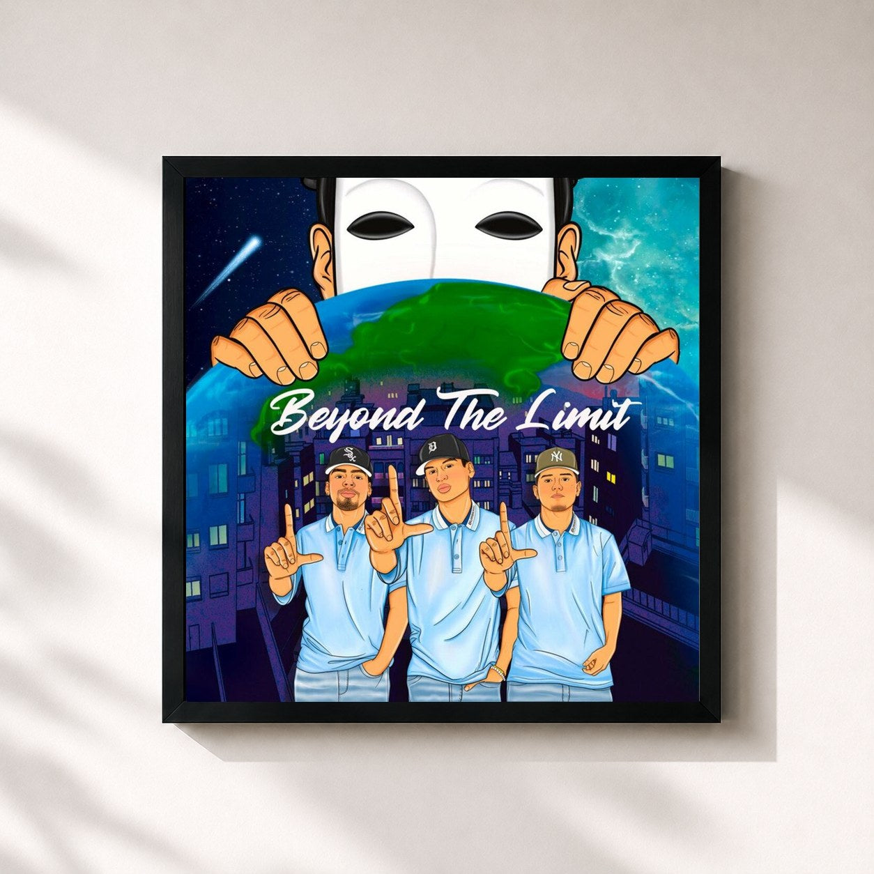 #noir Tableau carré de l'album Beyond The Limit de Los Del Limit, cadre noir 32x32 cm