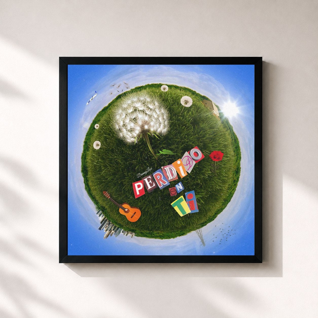#noir Tableau carré de l'album Perdido En Ti de DannyLux, cadre noir 32x32 cm