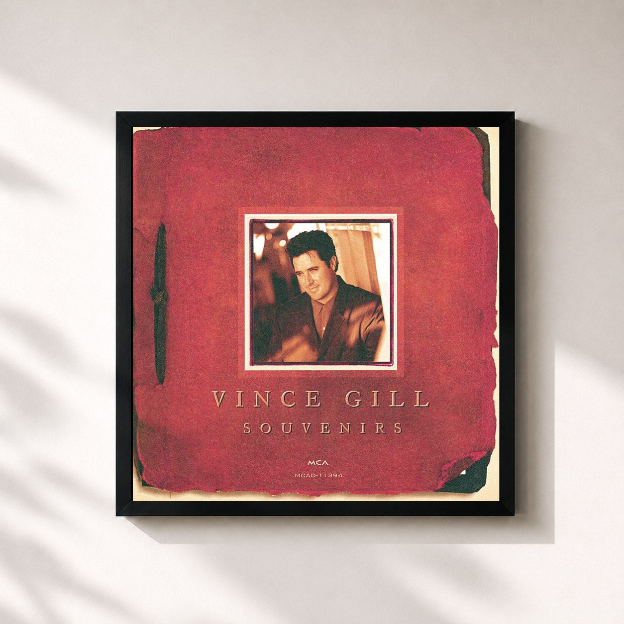 #noir Tableau carré de l'album Souvenirs de Vince Gill, cadre noir 32x32 cm