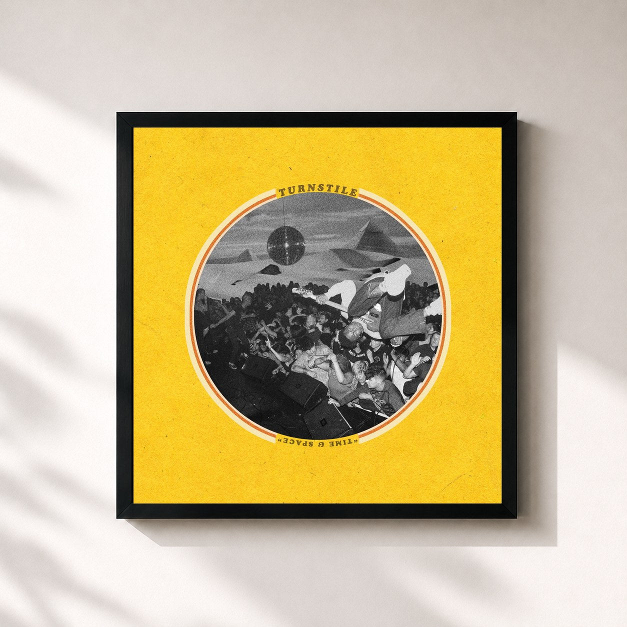 #noir Tableau carré de l'album Time & Space de Turnstile, cadre noir 32x32 cm