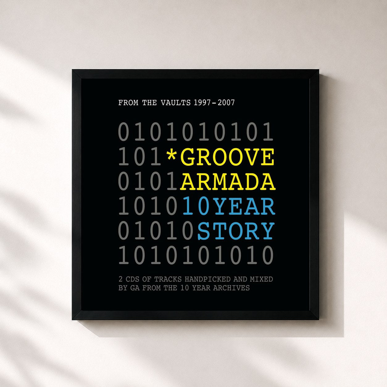 #noir Tableau carré de l'album GA10 de Groove Armada, cadre noir 32x32 cm
