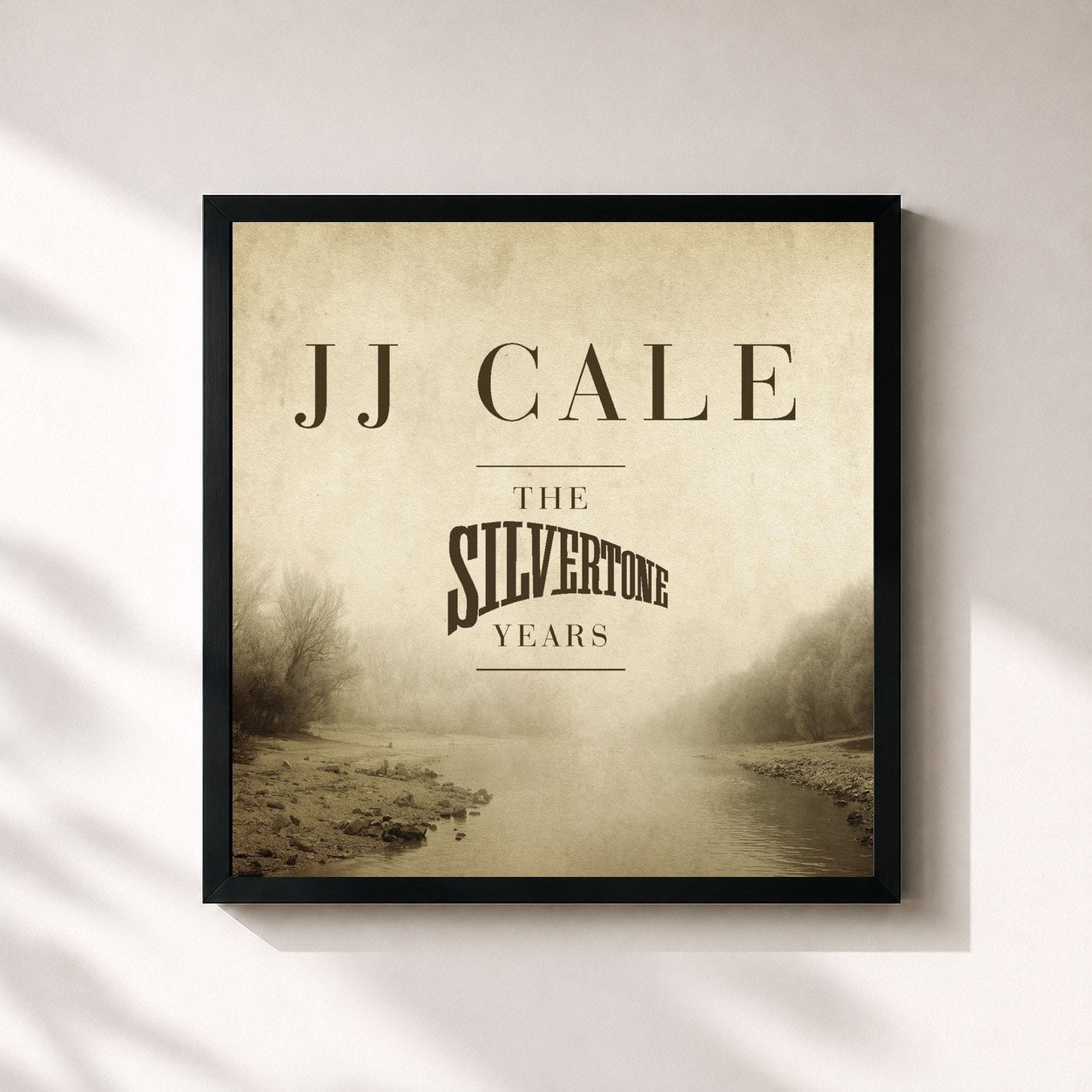 #noir Tableau carré de l'album The Silvertone Years de J.J. Cale, cadre noir 32x32 cm