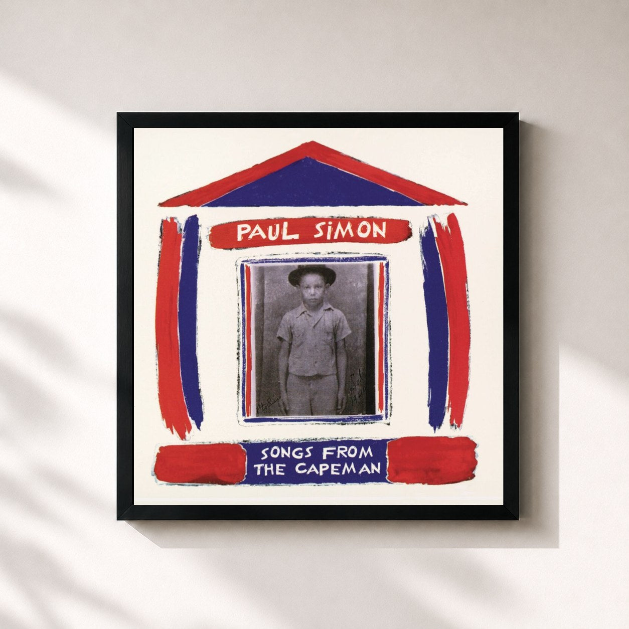 #noir Tableau carré de l'album Songs From The Capeman de Paul Simon, cadre noir 32x32 cm