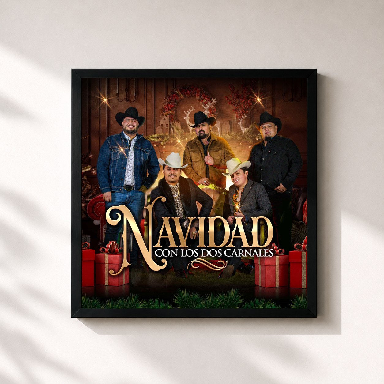#noir Tableau carré de l'album Navidad Con Los Dos Carnales de Los Dos Carnales, cadre noir 32x32 cm