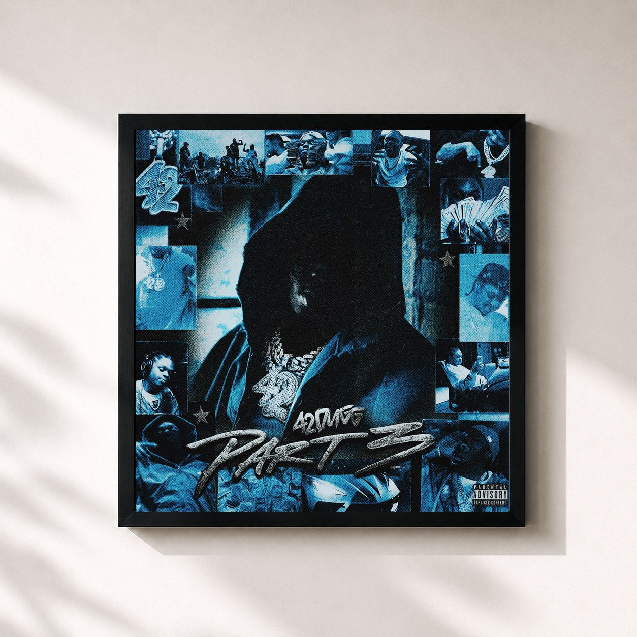 #noir Tableau carré de l'album Part 3 de 42 Dugg, cadre noir 32x32 cm