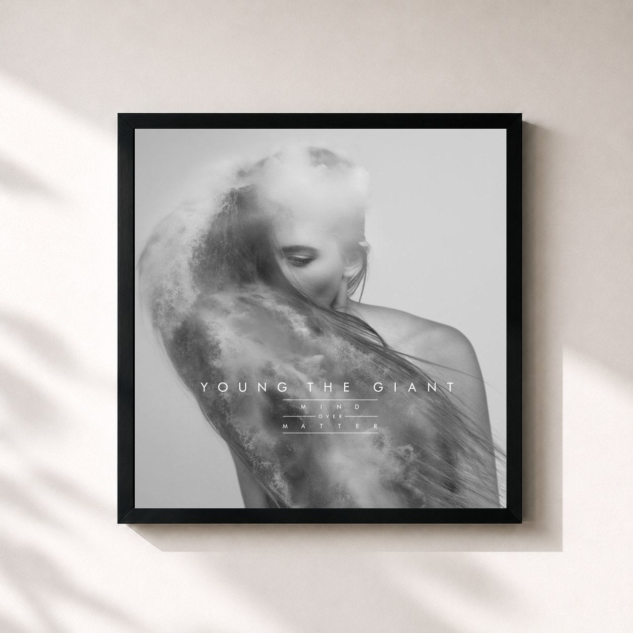#noir Tableau carré de l'album Mind Over Matter de Young the Giant, cadre noir 32x32 cm