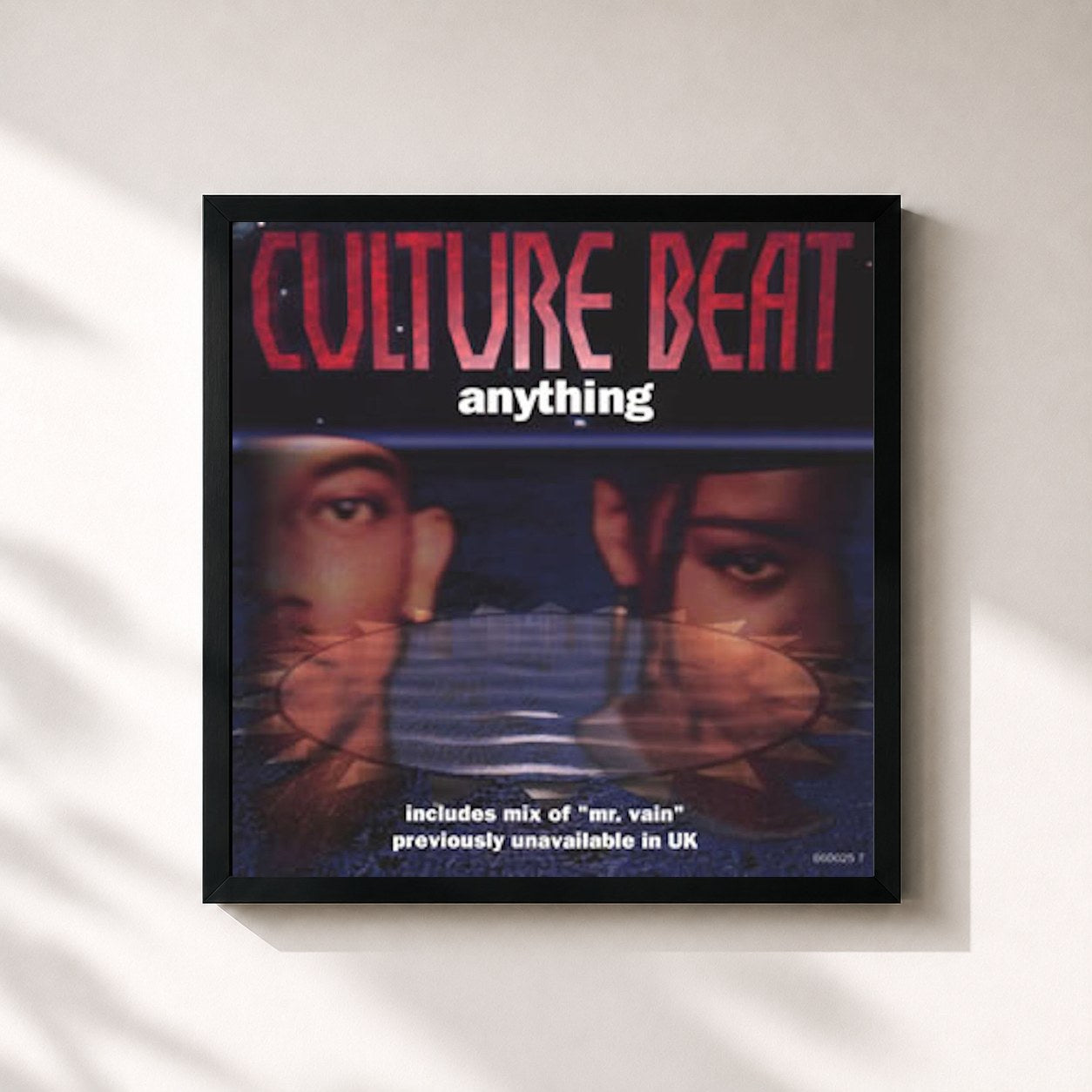 #noir Tableau carré de l'album Anything de Culture Beat, cadre noir 32x32 cm