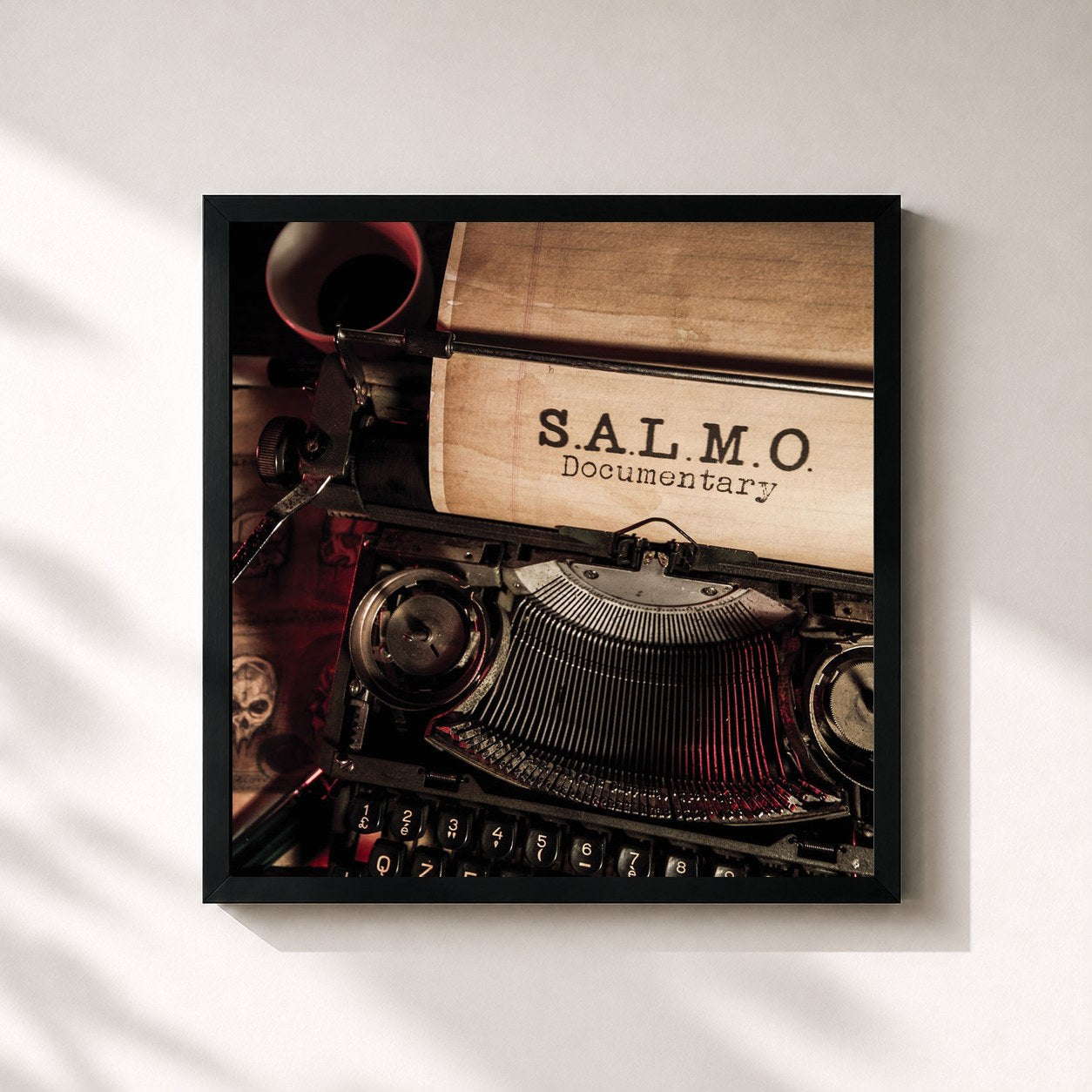#noir Tableau carré de l'album S.A.L.M.O. Documentary de Salmo, cadre noir 32x32 cm