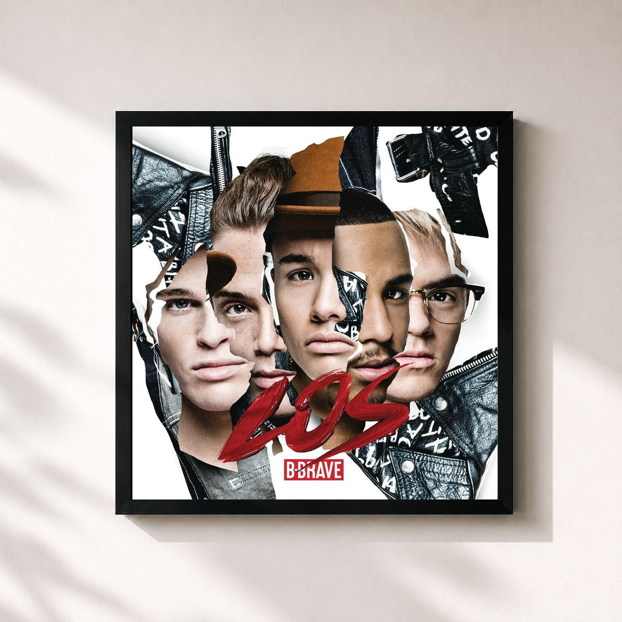 #noir Tableau carré de l'album LOS de B-Brave, cadre noir 32x32 cm