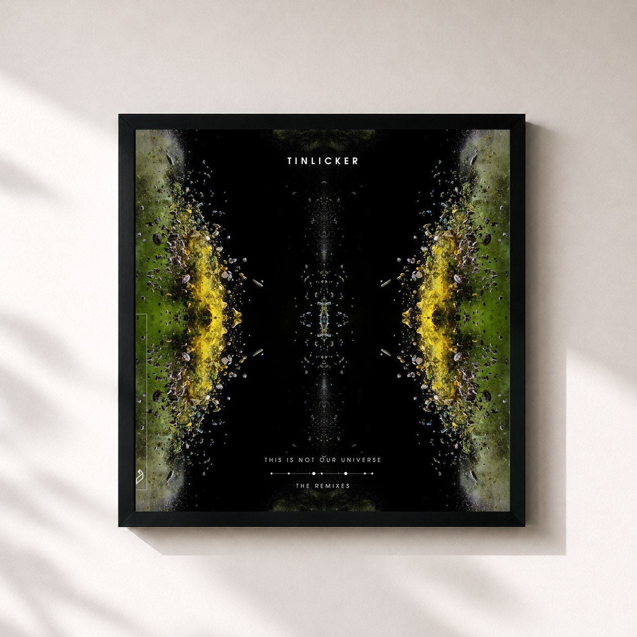 #noir Tableau carré de l'album This Is Not Our Universe (The Remixes) de Tinlicker, cadre noir 32x32 cm