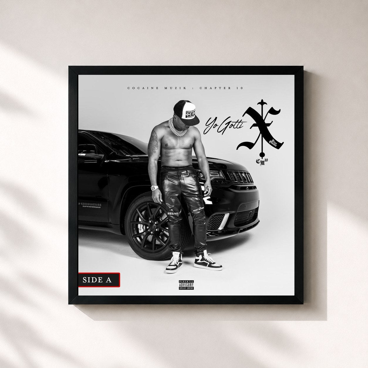 #noir Tableau carré de l'album CM10: Free Game de Yo Gotti, cadre noir 32x32 cm
