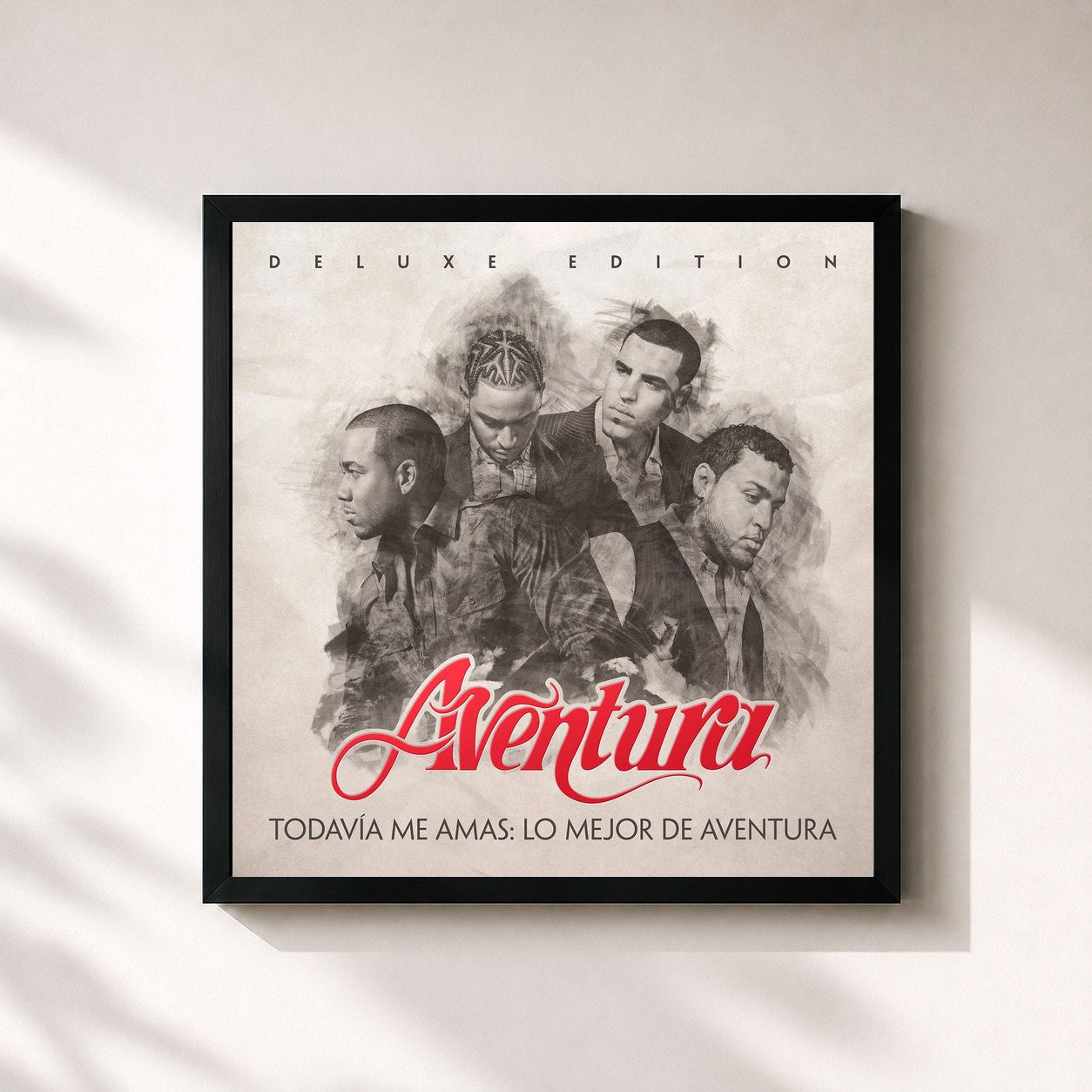 #noir Tableau carré de l'album Todavía Me Amas: Lo Mejor de Aventura (Deluxe Edition) de Aventura, cadre noir 32x32 cm