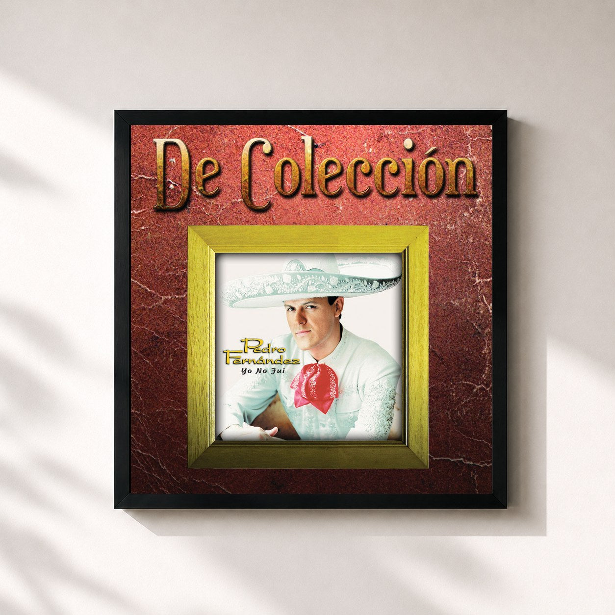#noir Tableau carré de l'album Yo No Fui (De Colección 2) de Pedro Fernández, cadre noir 32x32 cm