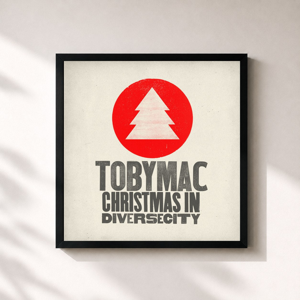 #noir Tableau carré de l'album Christmas in Diverse City de tobyMac, cadre noir 32x32 cm