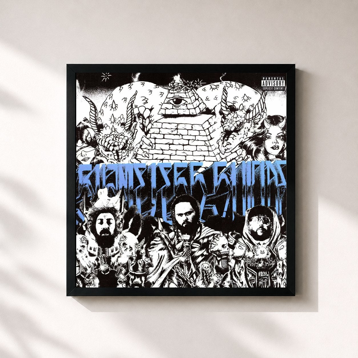 #noir Tableau carré de l'album SHAMELESS $UICIDE de $uicideboy$, cadre noir 32x32 cm
