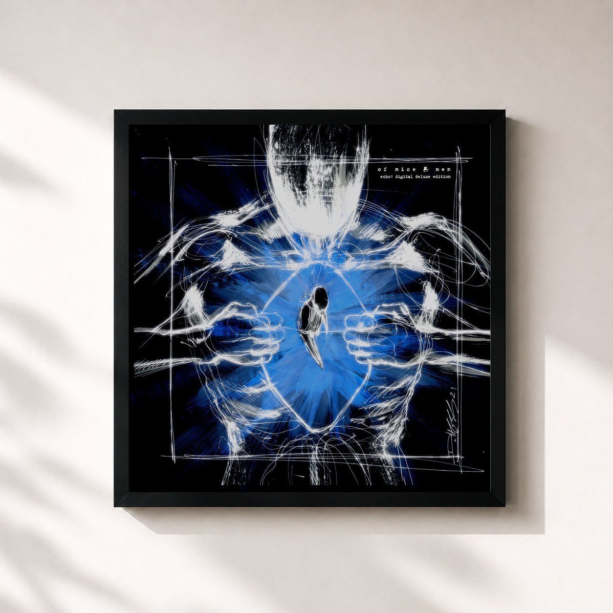 #noir Tableau carré de l'album Echo (Deluxe Version) de Of Mice & Men, cadre noir 32x32 cm