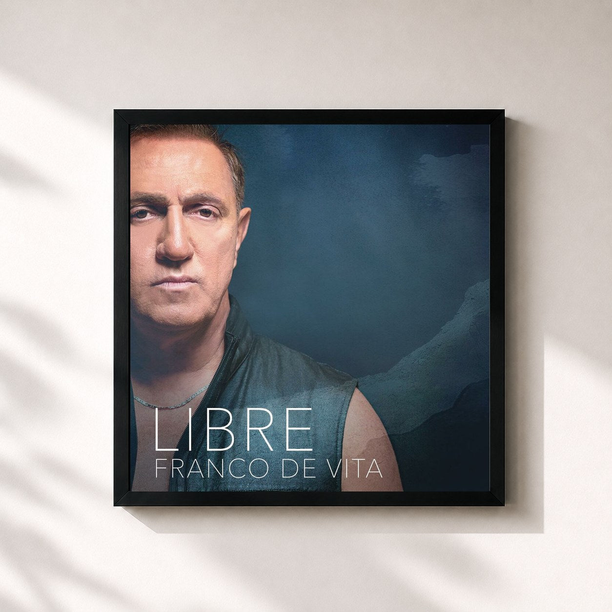 #noir Tableau carré de l'album Libre de Franco de Vita, cadre noir 32x32 cm