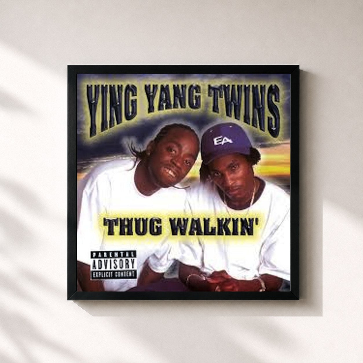 #noir Tableau carré de l'album Thug Walkin de Ying Yang Twins, cadre noir 32x32 cm