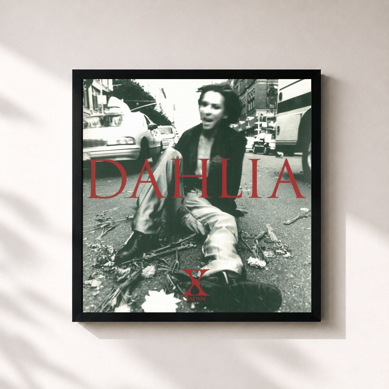 #noir Tableau carré de l'album DAHLIA de X JAPAN, cadre noir 32x32 cm