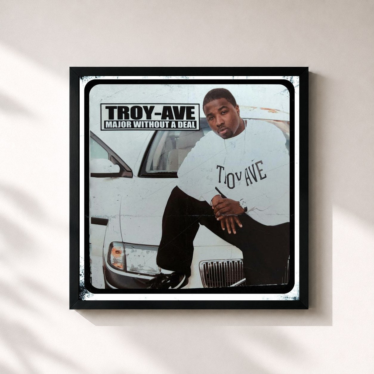#noir Tableau carré de l'album Major Without A Deal (15yr Anniversary) de Troy Ave, cadre noir 32x32 cm