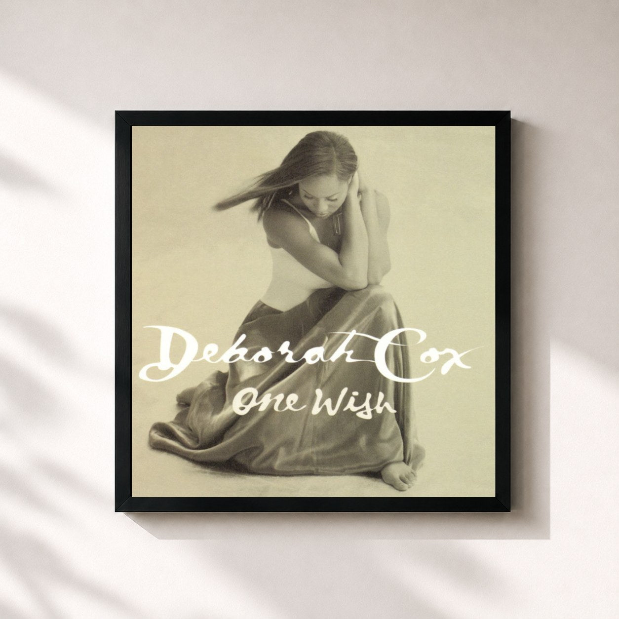 #noir Tableau carré de l'album One Wish de Deborah Cox, cadre noir 32x32 cm
