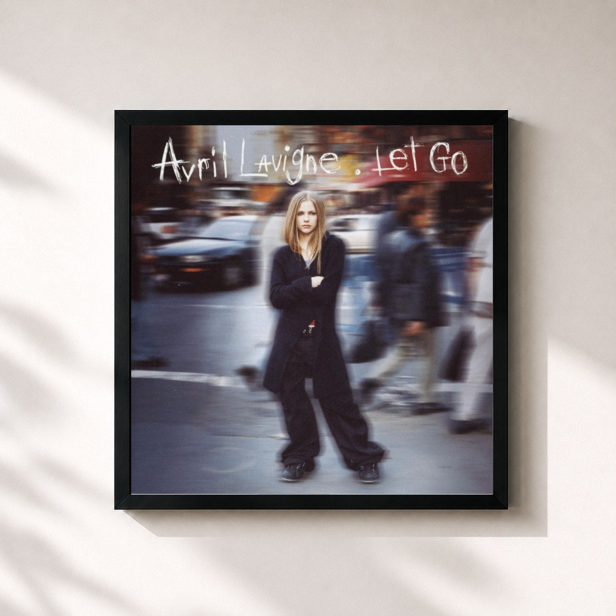 #noir Tableau carré de l'album Let Go de Avril Lavigne, cadre noir 32x32 cm