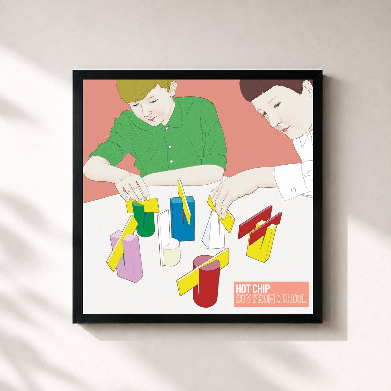 #noir Tableau carré de l'album Boy From School (The Mixes) de Hot Chip, cadre noir 32x32 cm