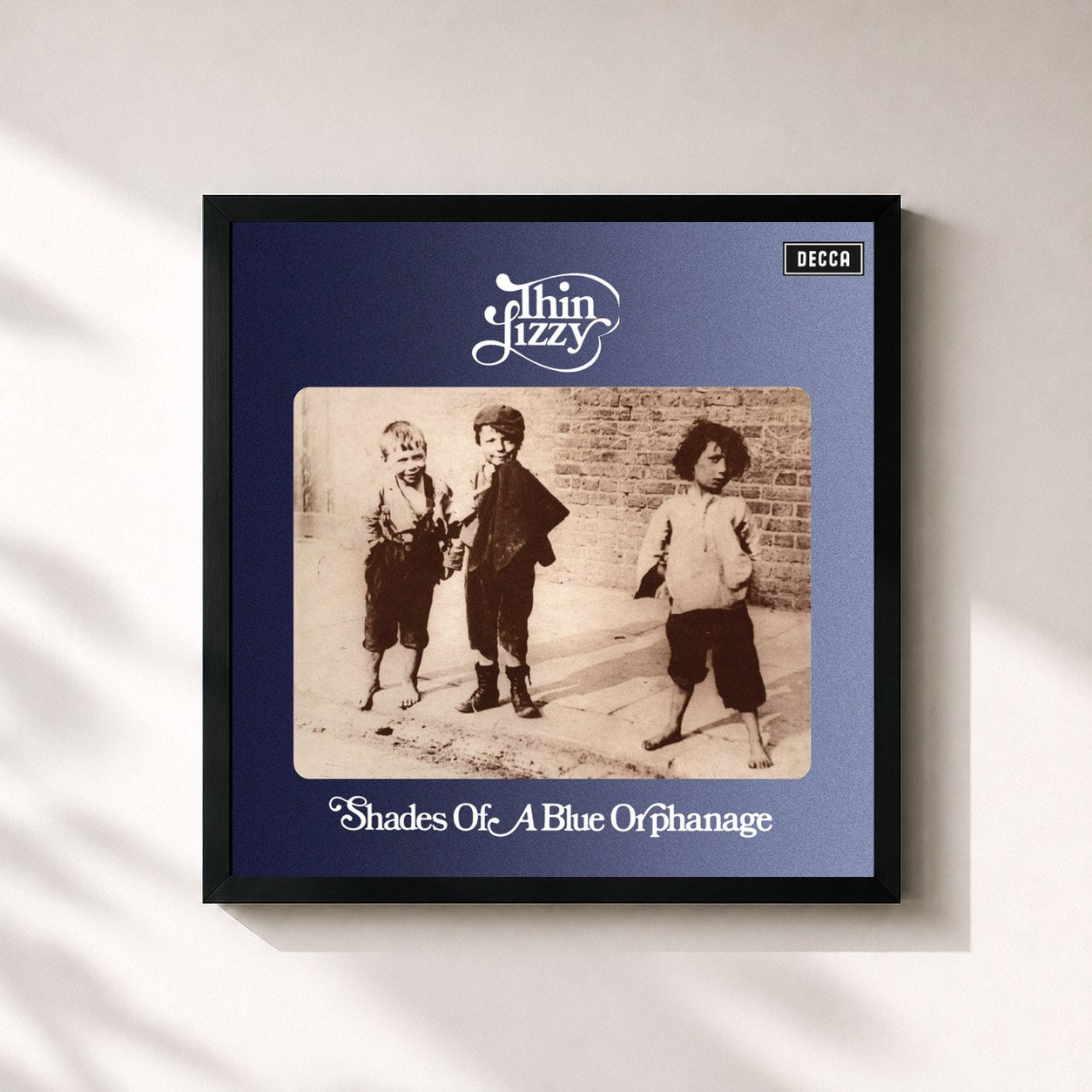 #noir Tableau carré de l'album Shades Of A Blue Orphanage de Thin Lizzy, cadre noir 32x32 cm