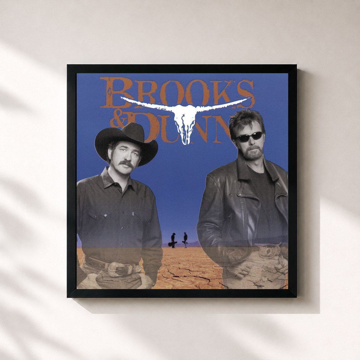 #noir Tableau carré de l'album Tight Rope de Brooks & Dunn, cadre noir 32x32 cm