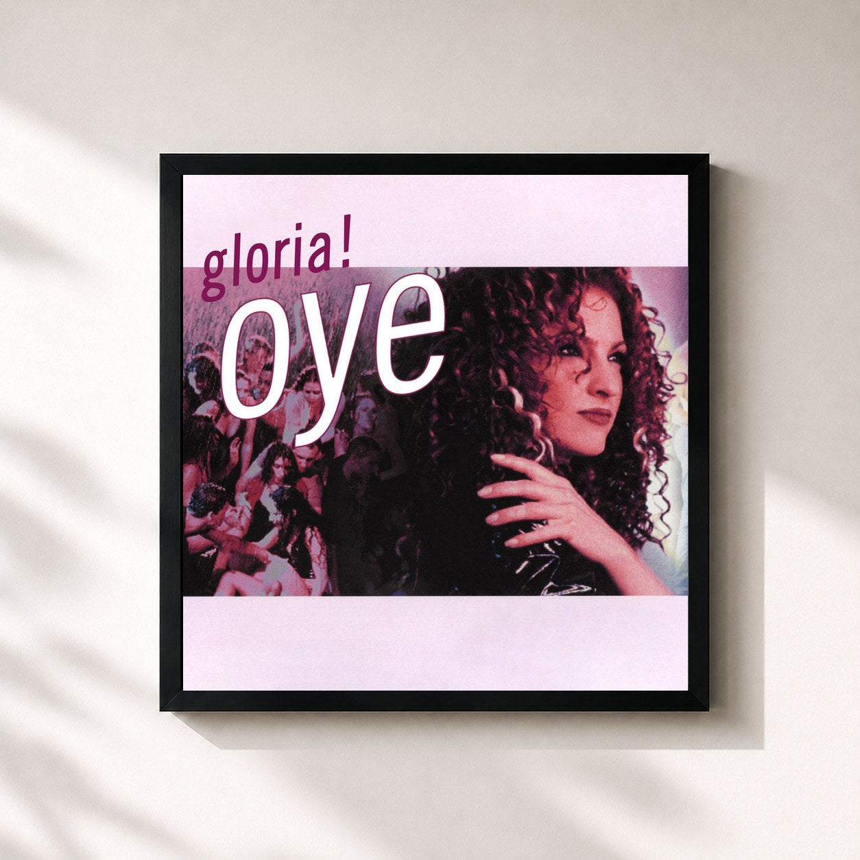 #noir Tableau carré de l'album Oye (Spanish Remixes) de Gloria Estefan, cadre noir 32x32 cm