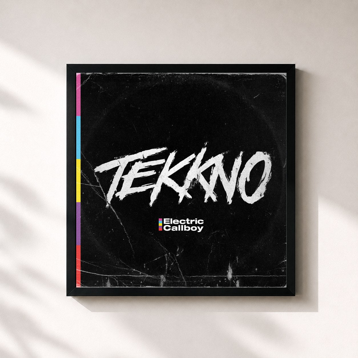 #noir Tableau carré de l'album TEKKNO de Electric Callboy, cadre noir 32x32 cm